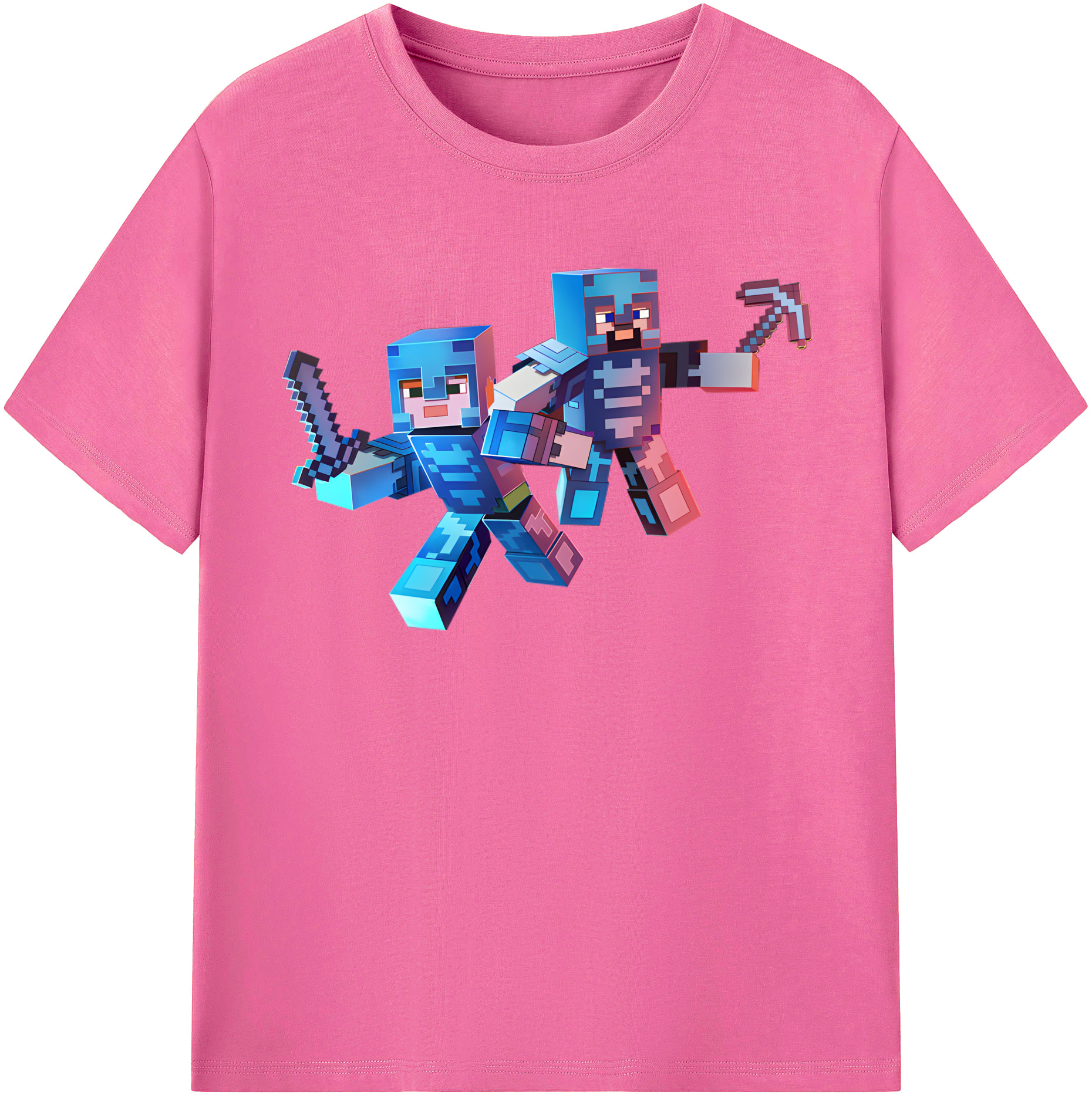 （画像用） マインクラフト ブロックの世界 Minecraft MC Block world レディースカジュアルプリントTシャツ（綿100％）